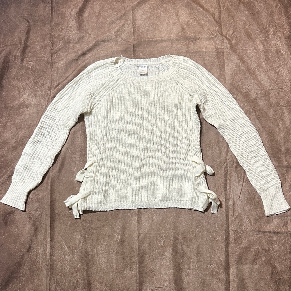 Arizona Cream Knit Sweater with Side Ties Girls Size 7-8